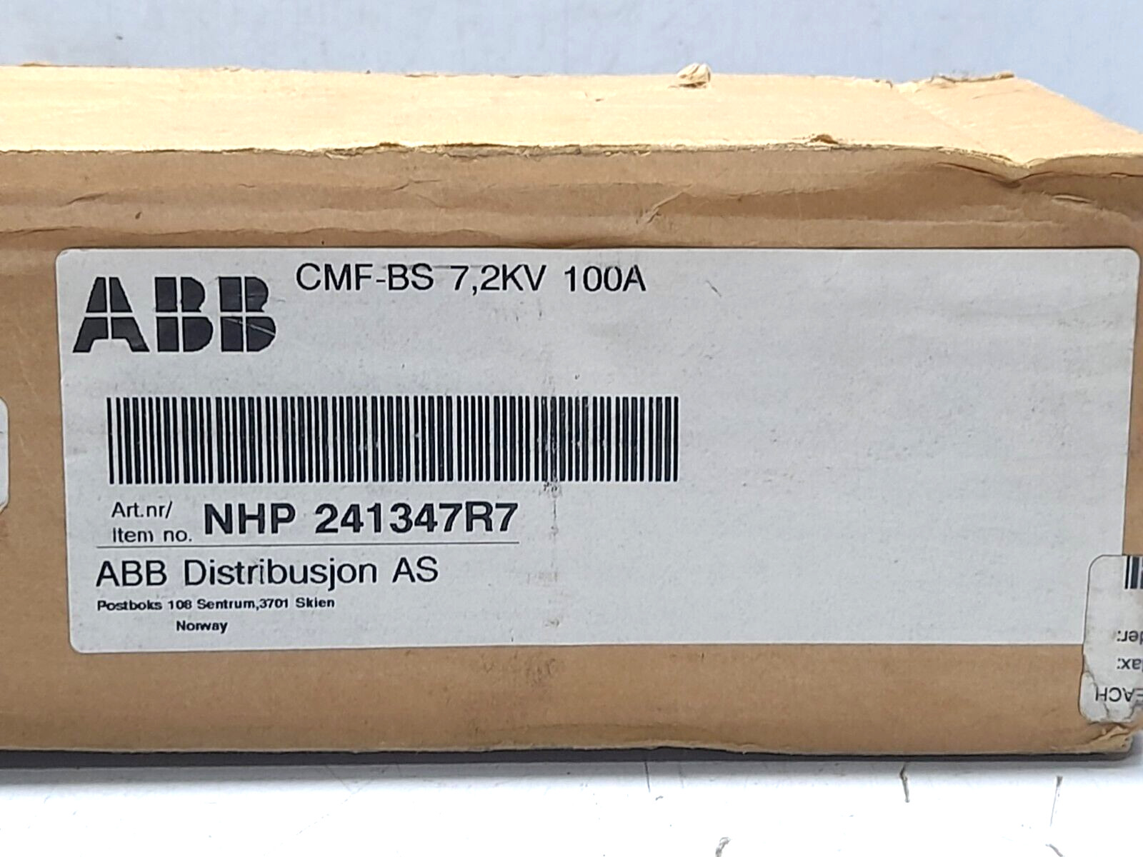 ABB CMF-BS Medium Voltage Fuse NHP 241347R7 100A 7.2kV Type CMF