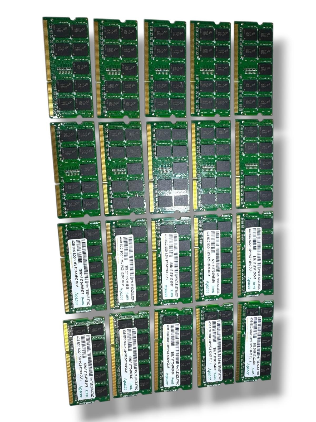 🟢 Apacer 78.B2GCS.AT00C 4GB ECC SOD 1.35v PC3-12800 CL11 (LOT -20 pieces)
