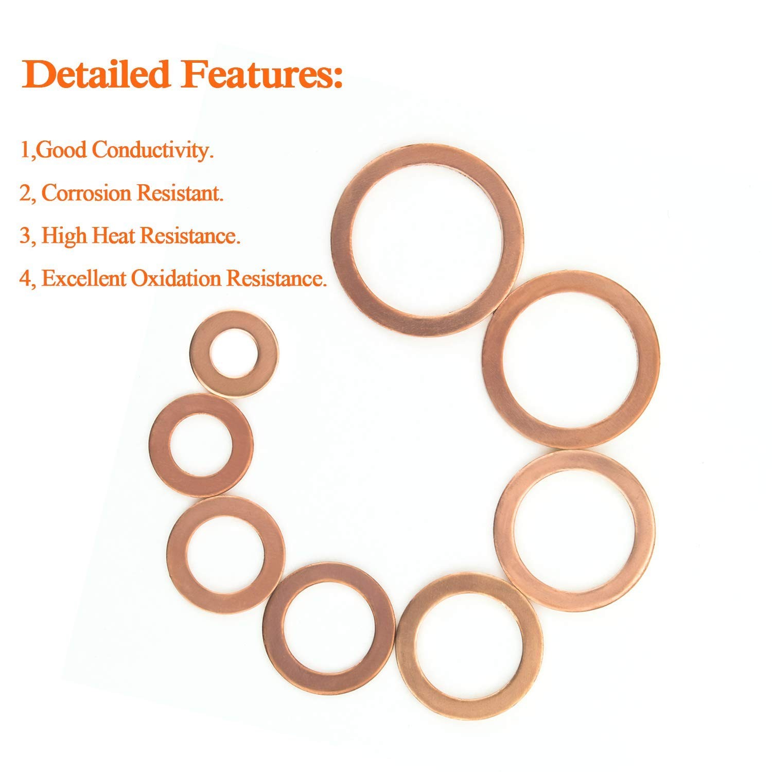 M22 Flat Washer Copper Sealing Ring, 22mm ID 28mm OD 1.5mm M22,