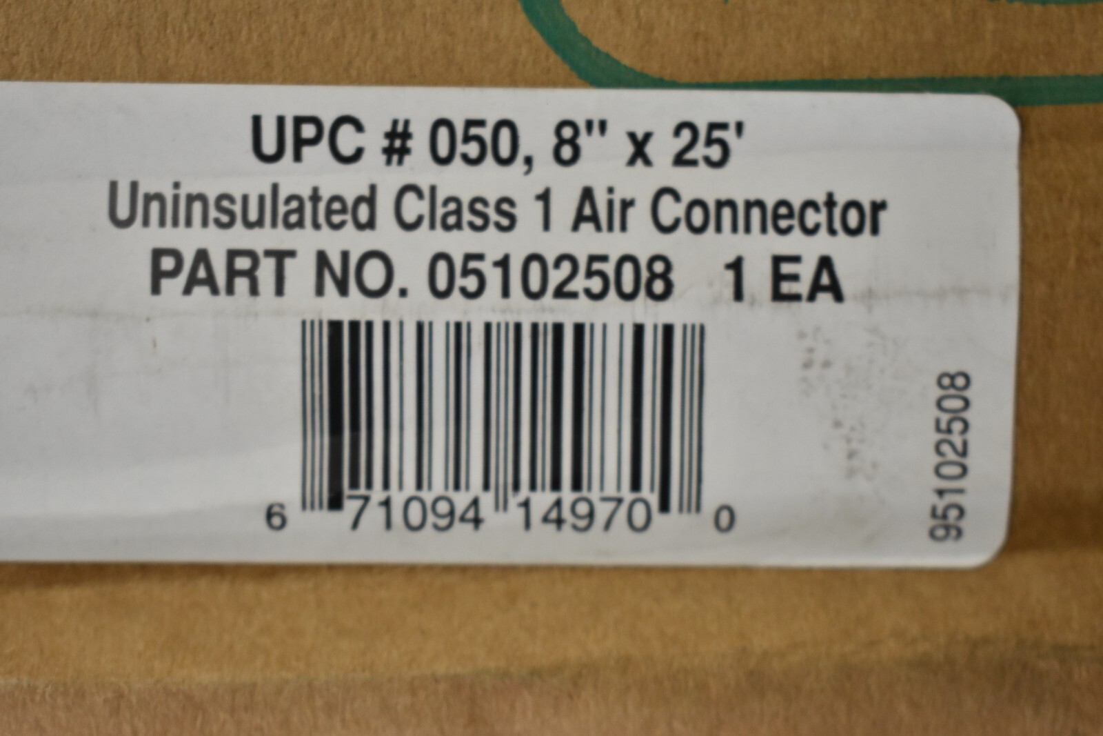 Greenguard Non Insulated Class 1 Flexible Air Connector 8″ x 25′ Uninsulated