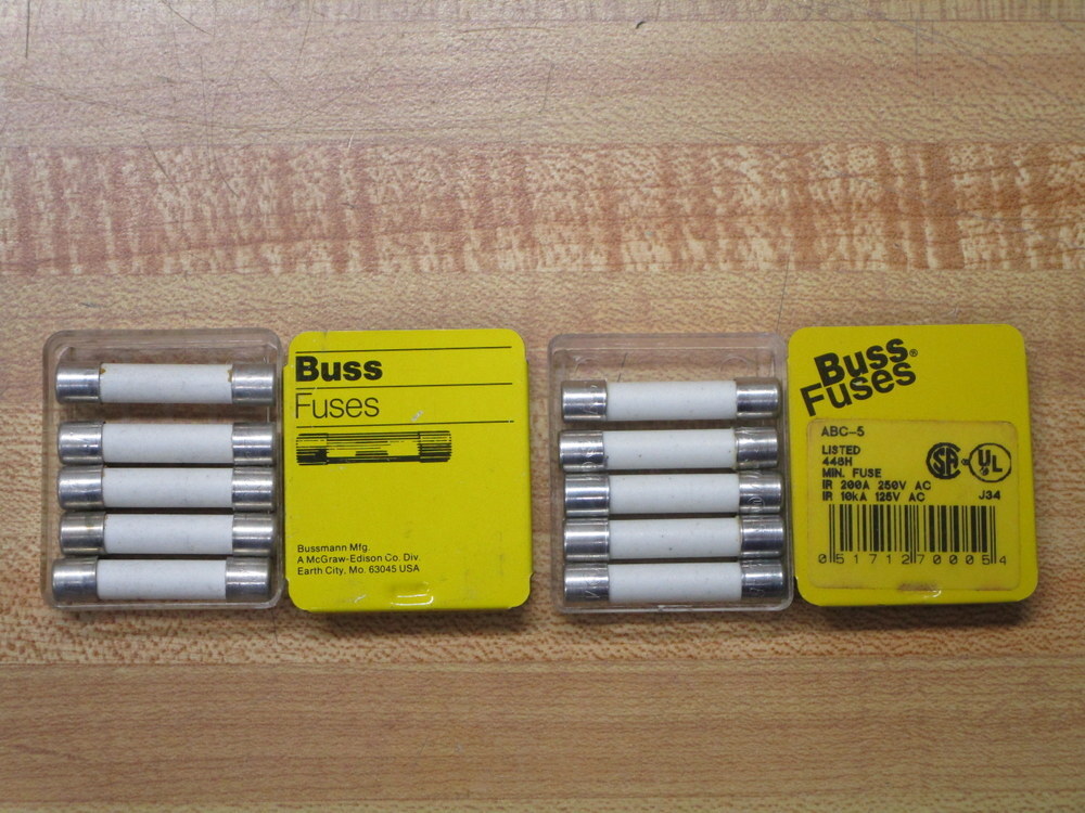 Buss ABC-5 Bussmann Fuse Cross Ref 6F043 White (Pack of 10)