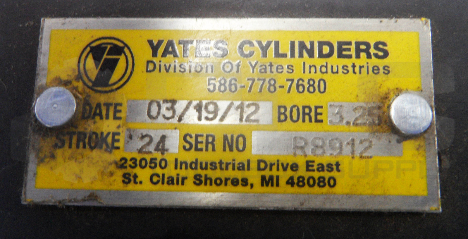 NEW YATES CYLINDER R8912 PNEUMATIC CYLINDER 3.25″ BORE 24″ STROKE *READ*
