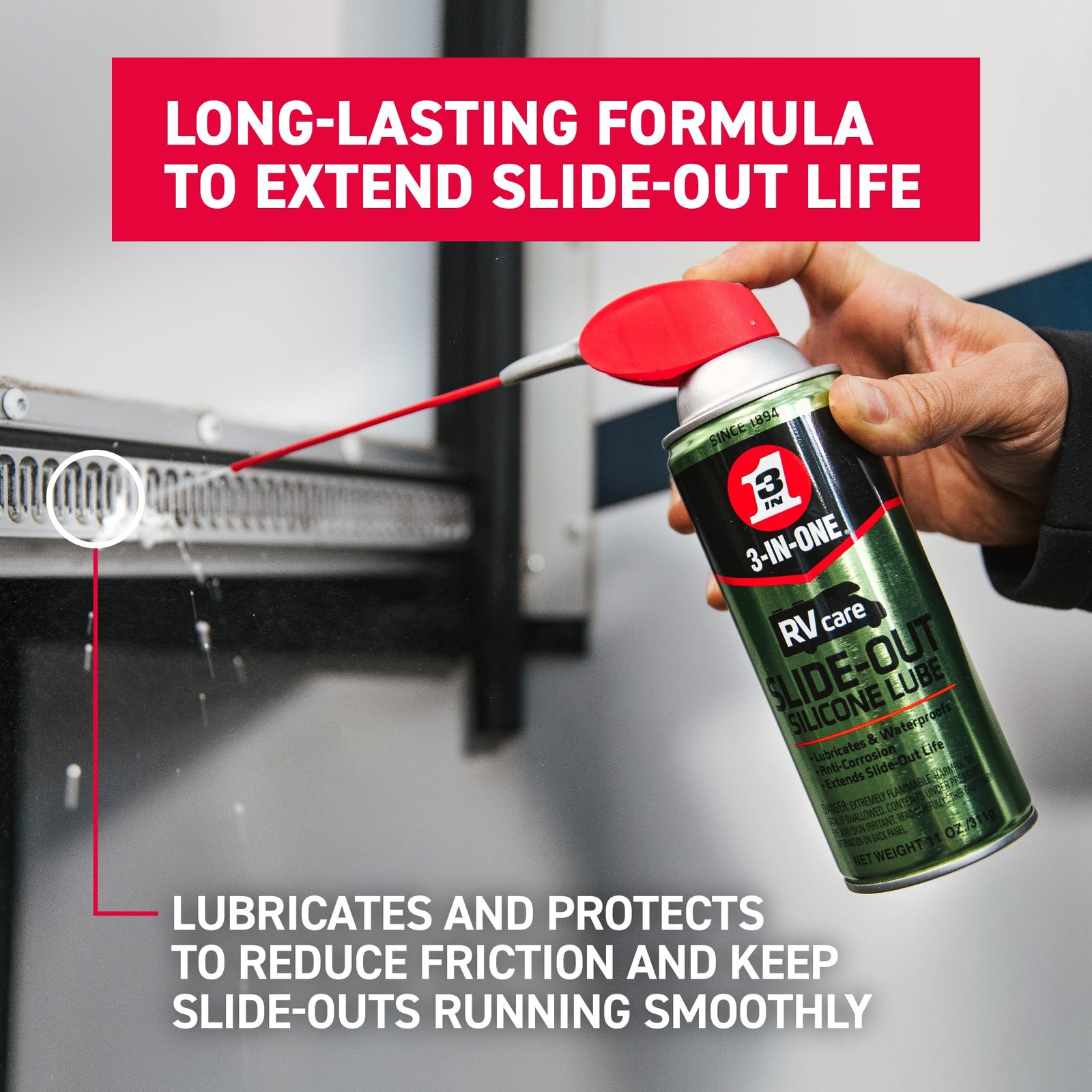 3-IN-ONE RV Care Trio Pack Includes Slide Out Lube 11 oz, Window & Track Lube