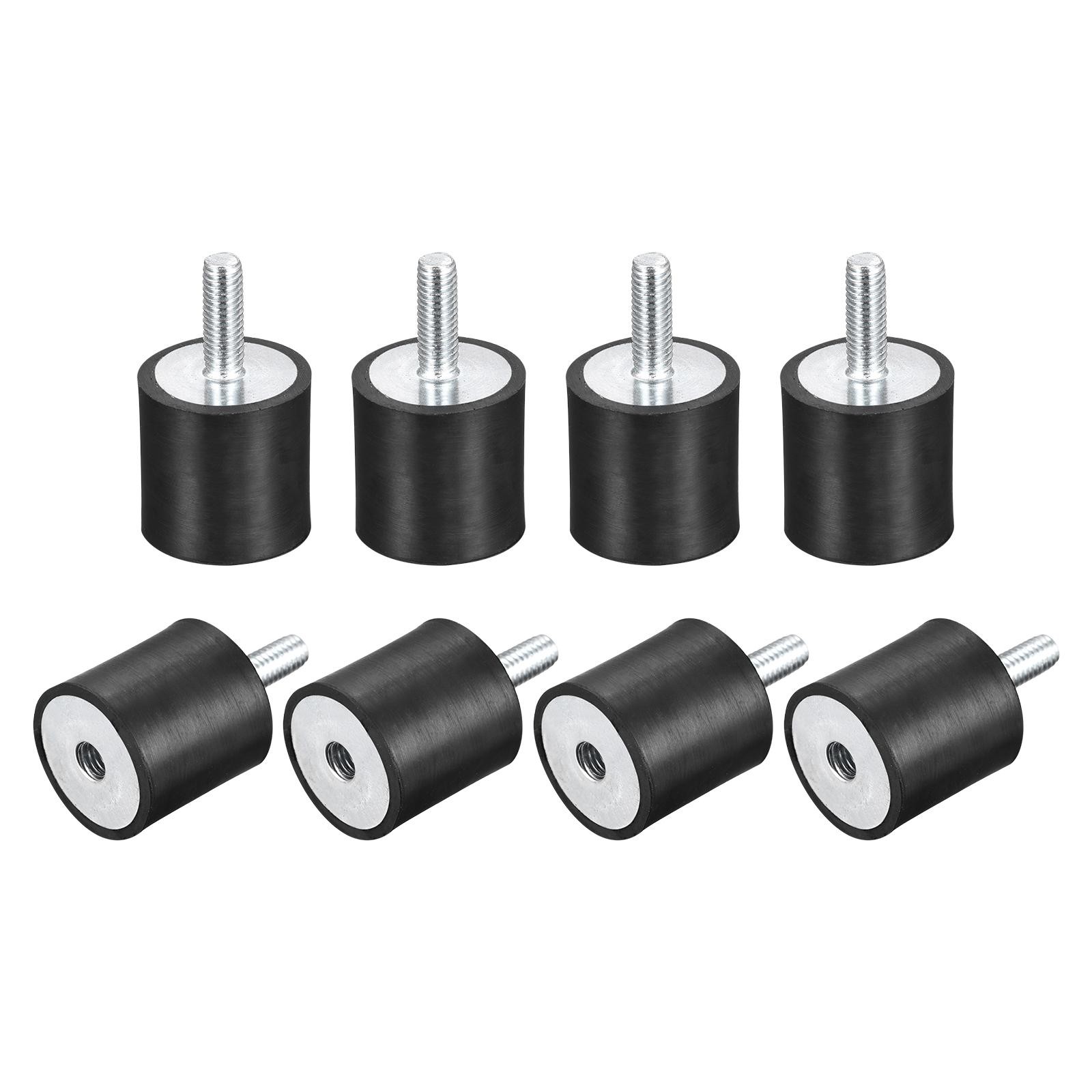 8pcs Rubber Mounts M6 Male/Female Vibration Isolator Shock Absorber D25mmxH25mm