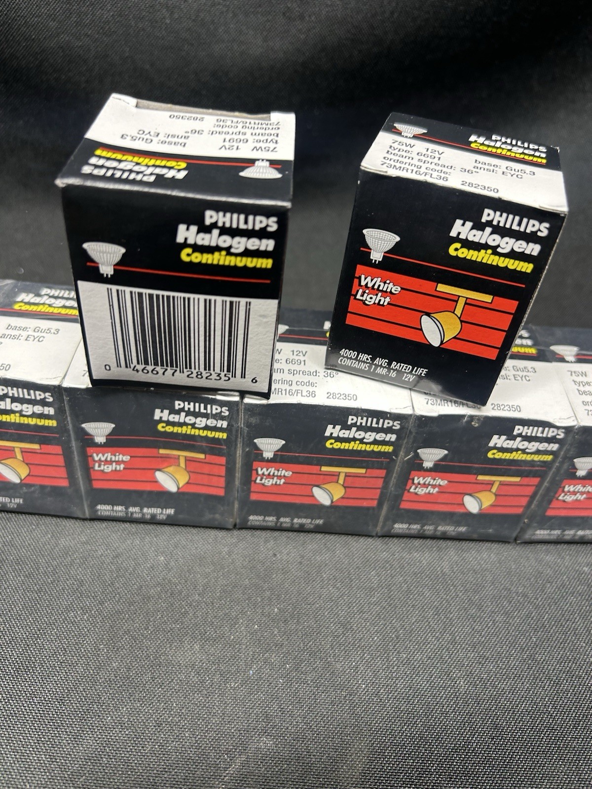 7 Philips Halogen Continuum Lamp Bulbs 75W 12V Flood Gu5.3 Base