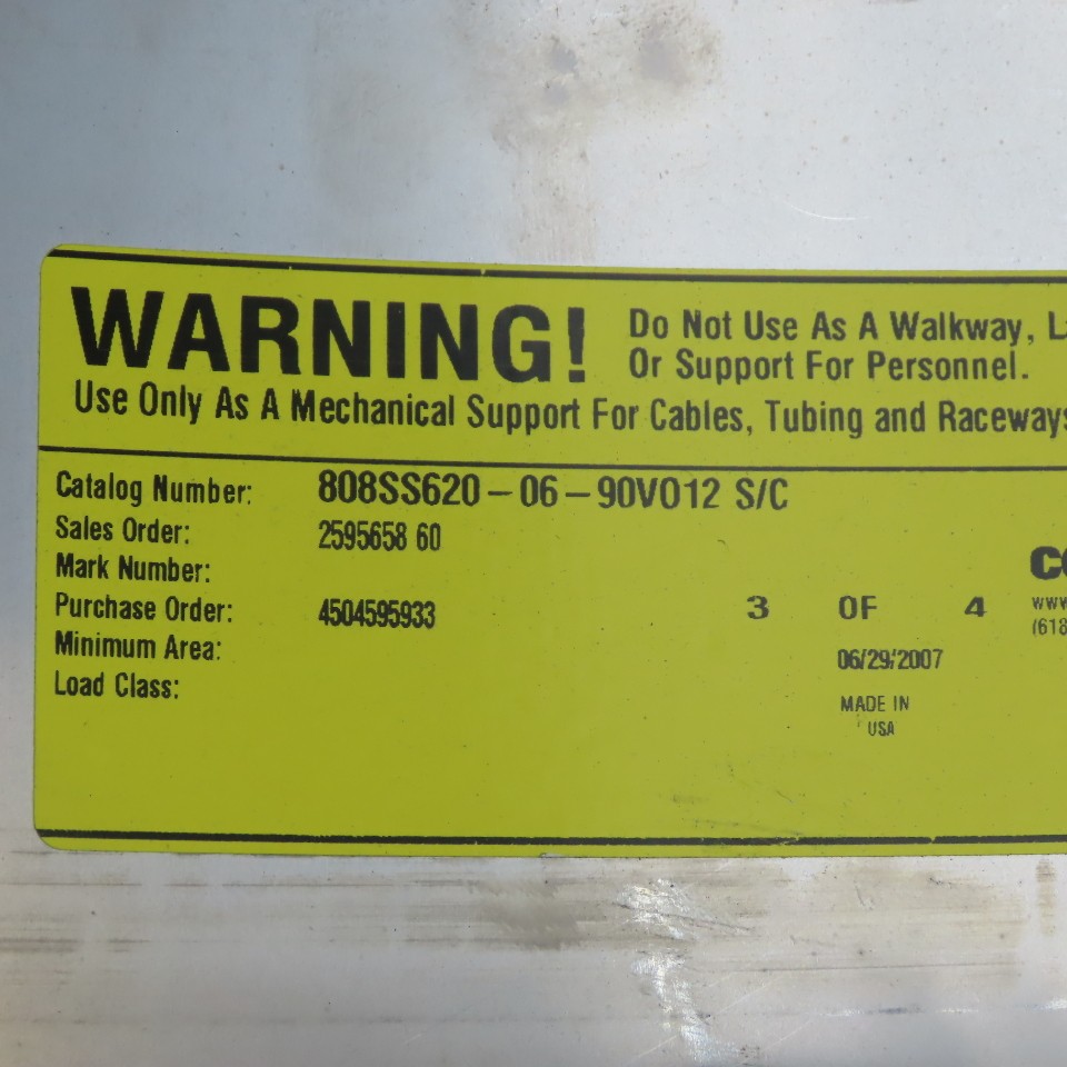 B-Line 808SS620-06-90V012 6″ 316 Stainless Steel Cable Tray 90° Outside Cover