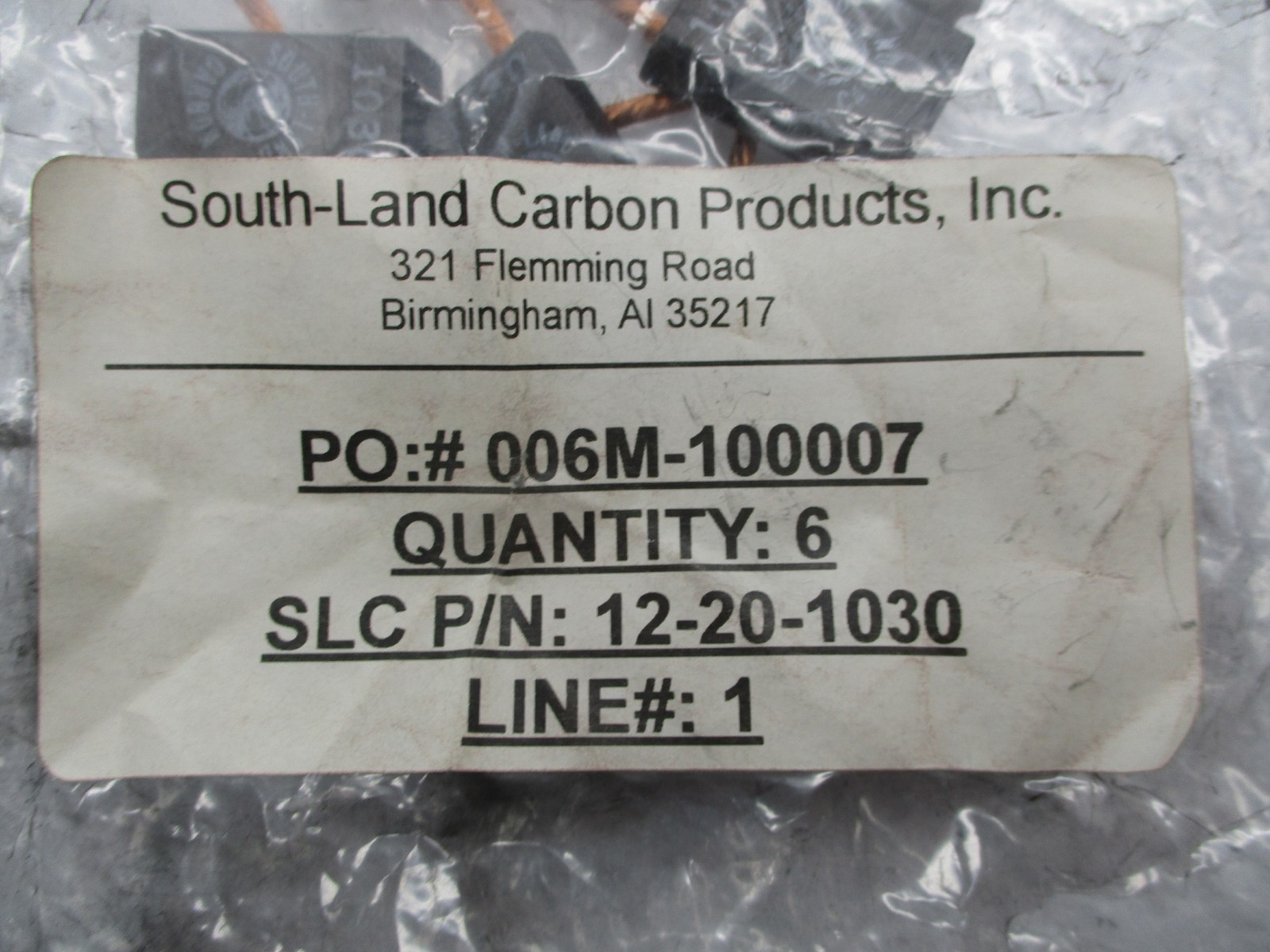 SOUTH-LAND 12-20-1030 CARBON BRUSH PKG OF 6 NSMP