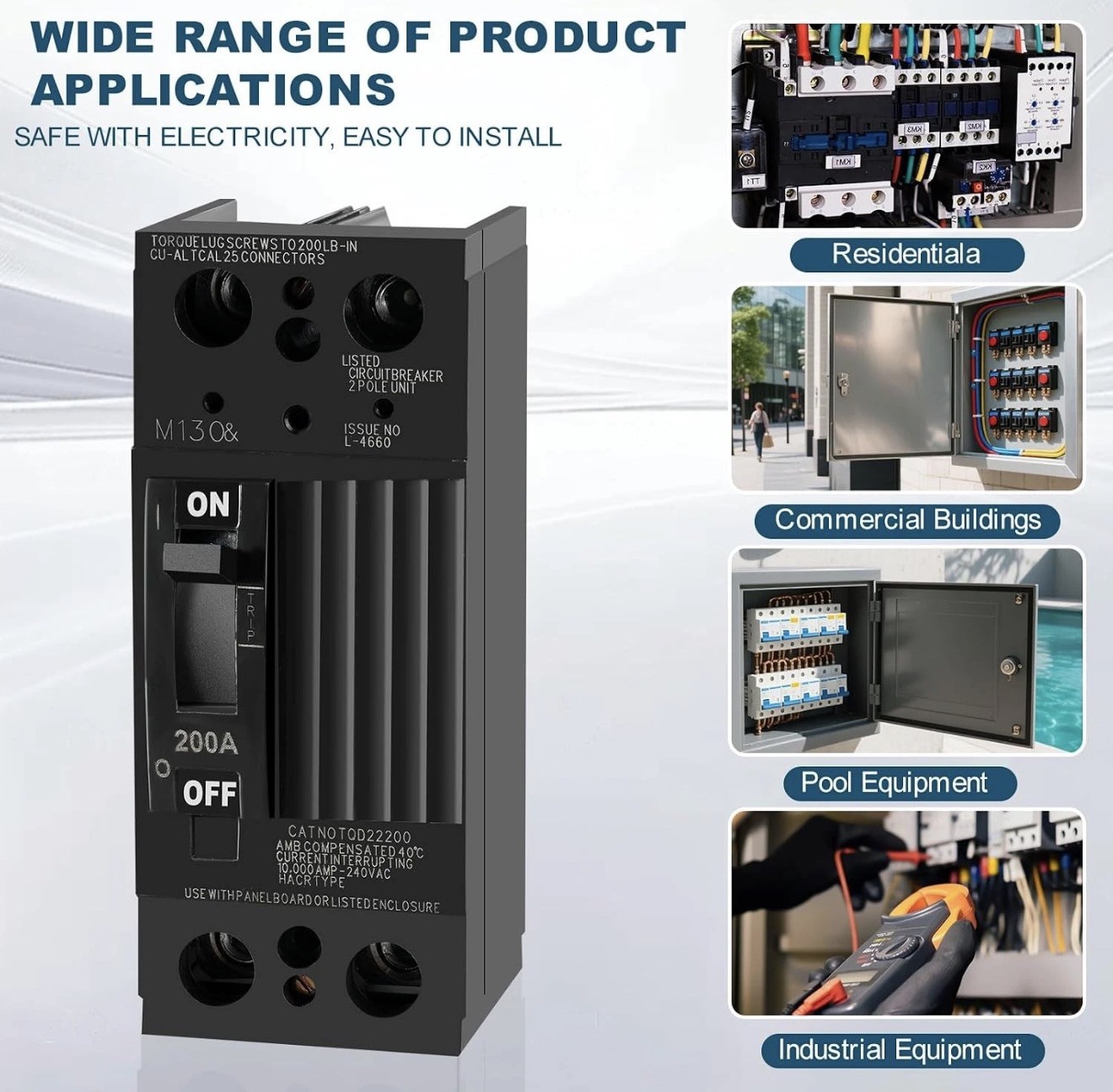 TQD22200 2 Pole 200 Amp Circuit Breaker GE Compatible