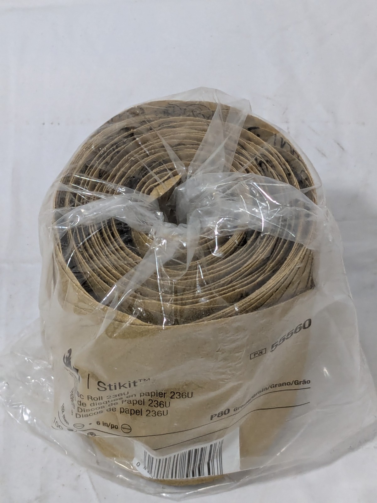 3M 6″ Dia PSA Disc Roll: 80 Grit, Aluminum Oxide Roll of 100 55560
