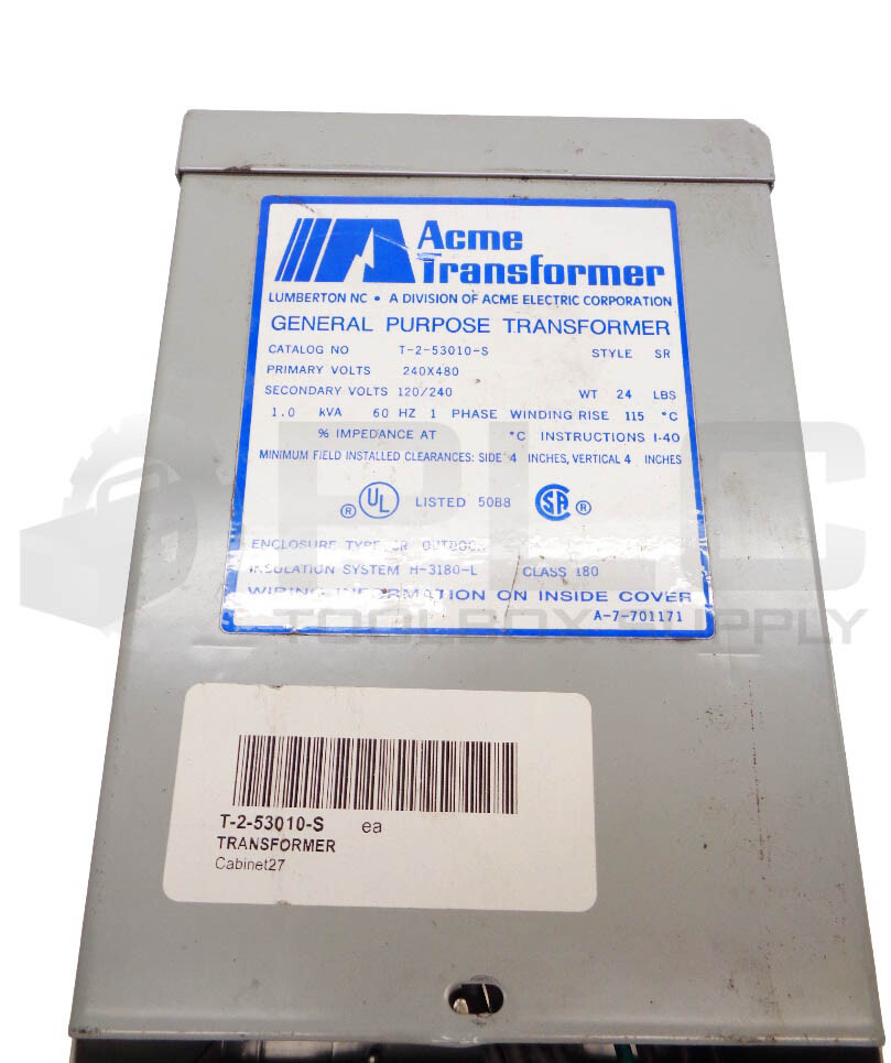 NEW ACME TRANSFORMER T-2-53010-S TRANSFORMER 240X280V 60HZ 1PH 1.0KVA T253010S