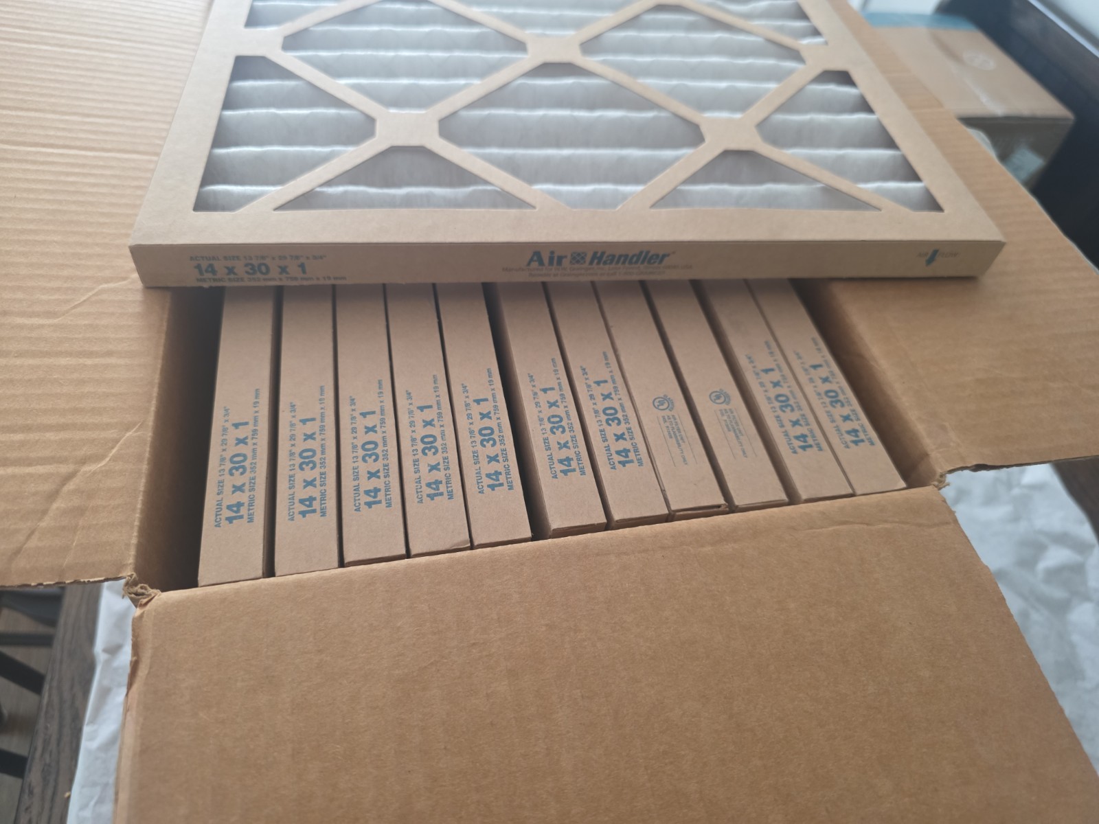 12 Air Handler 6B998 14x30x1 Merv 7 Standard Capacity Pleated Fiberglass Filters