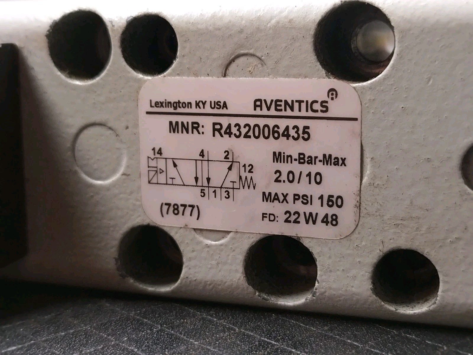 Aventics R432006435 Solenoid Air Con Valve. No Mounting Screws.