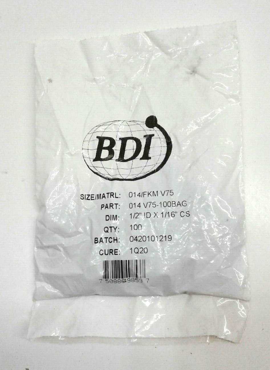 BDI 014 V75-100BAG O-Rings 014/FKM V75 1/2″ID x1/16″ CS Qty 100