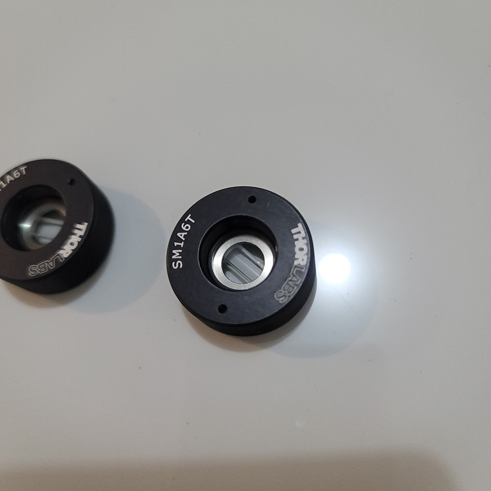 Lot of 2 Thorlabs SM1A6T Optical Adapters With External SM1 Threads