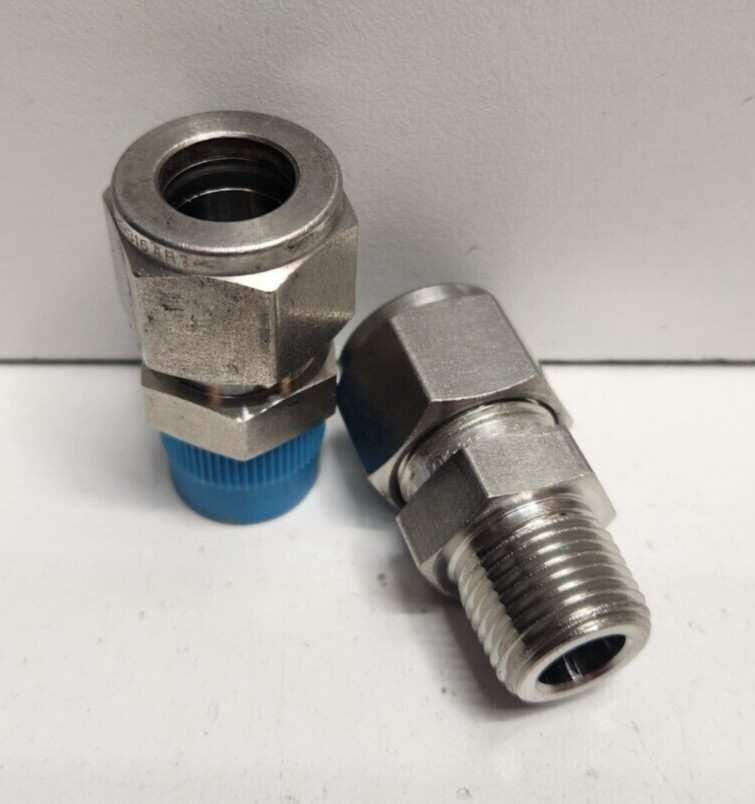 LOT OF 2 NEW OLD STOCK! SWAGELOK 1/2″ TUBE X 3/8″ NPT MALE CONNECTORS SS-810-1-6