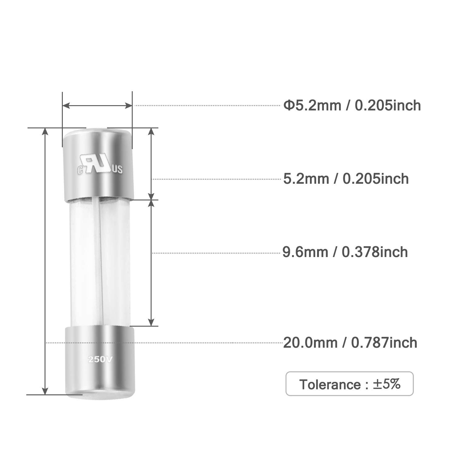 Chanzon(Pack of 20Pcs) UL Listed 5x20mm 5A 250V/125V 5 Amp Glass Fuses Fast…