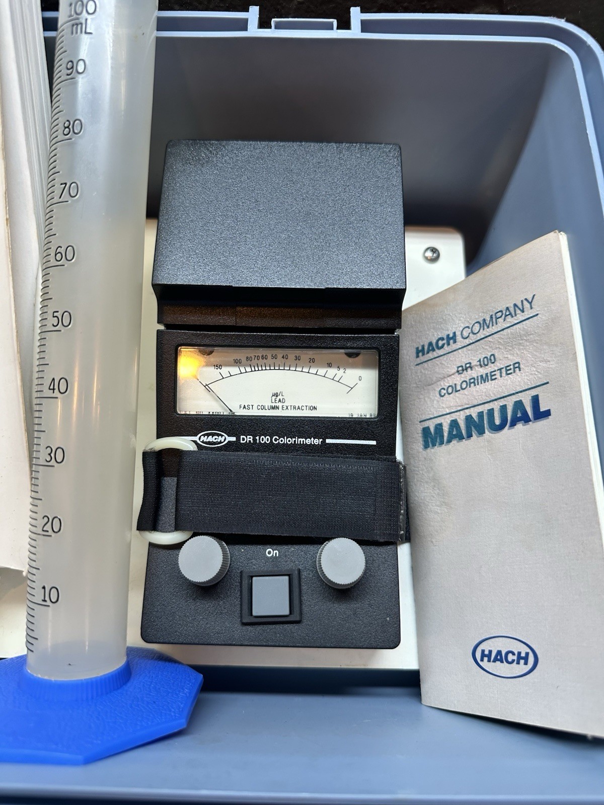 Hach 41100-48 Colorimeter DR 100 With Pipets And Water Analysis Handbook