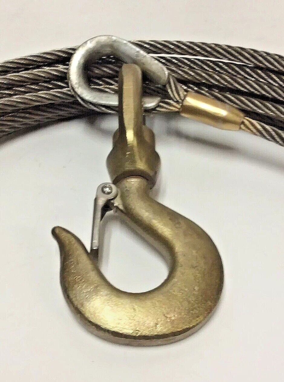 3/8” X 50’ Tow Truck Wrecker Cable EIPS Steel Core W/Swivel Winch Line 🇺🇸