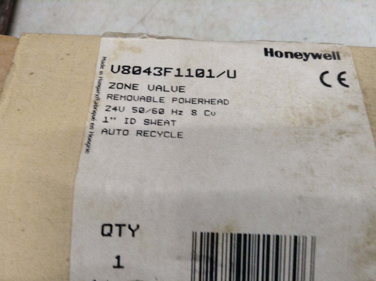 NEW Honeywell Zone Valve 1″ ID Sweat Removable Powerhead V8043F1101