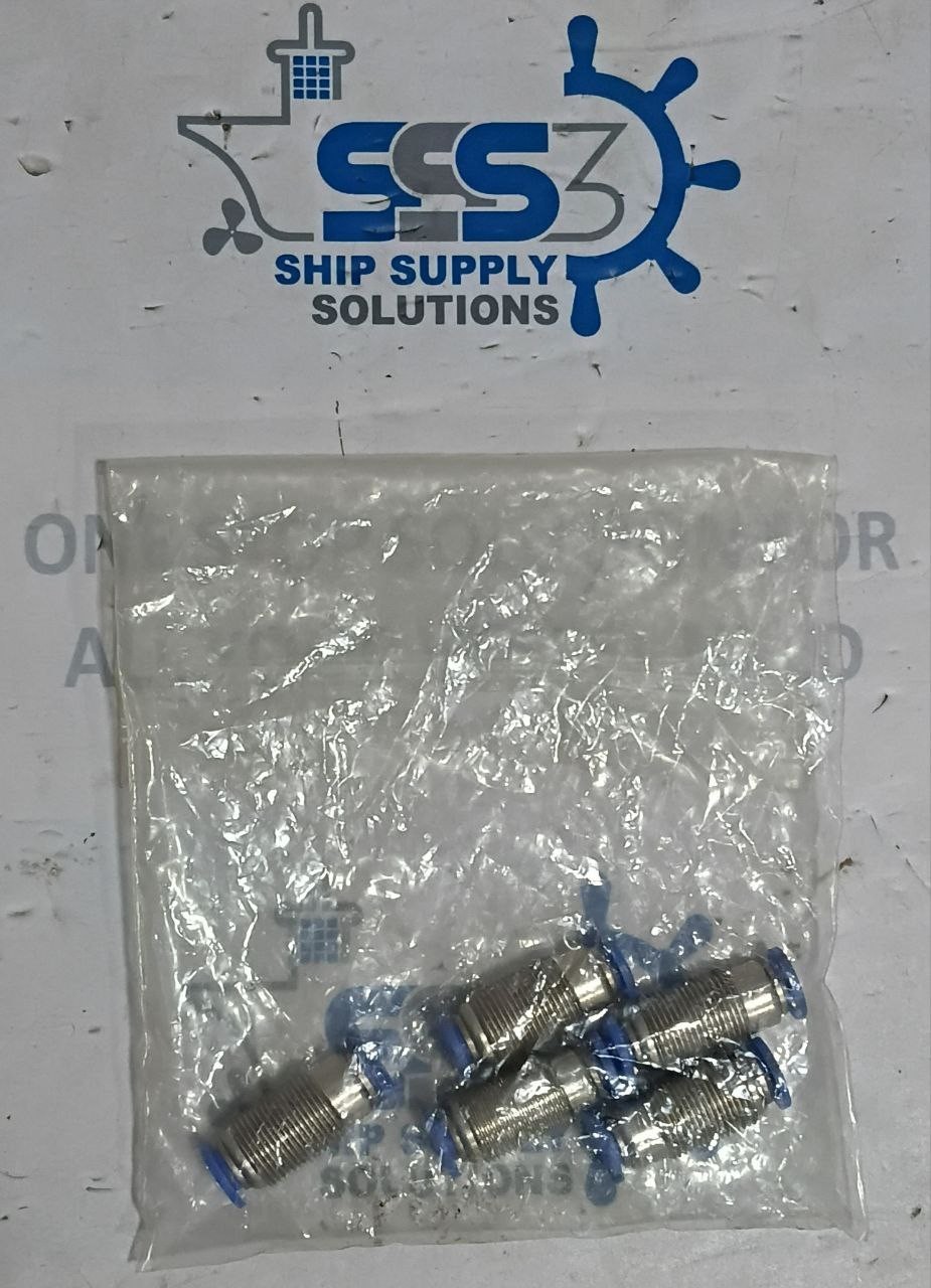 6mm Pneumatic Push In Bulkhead Union Straight Connector (Lot of 5Pcs)