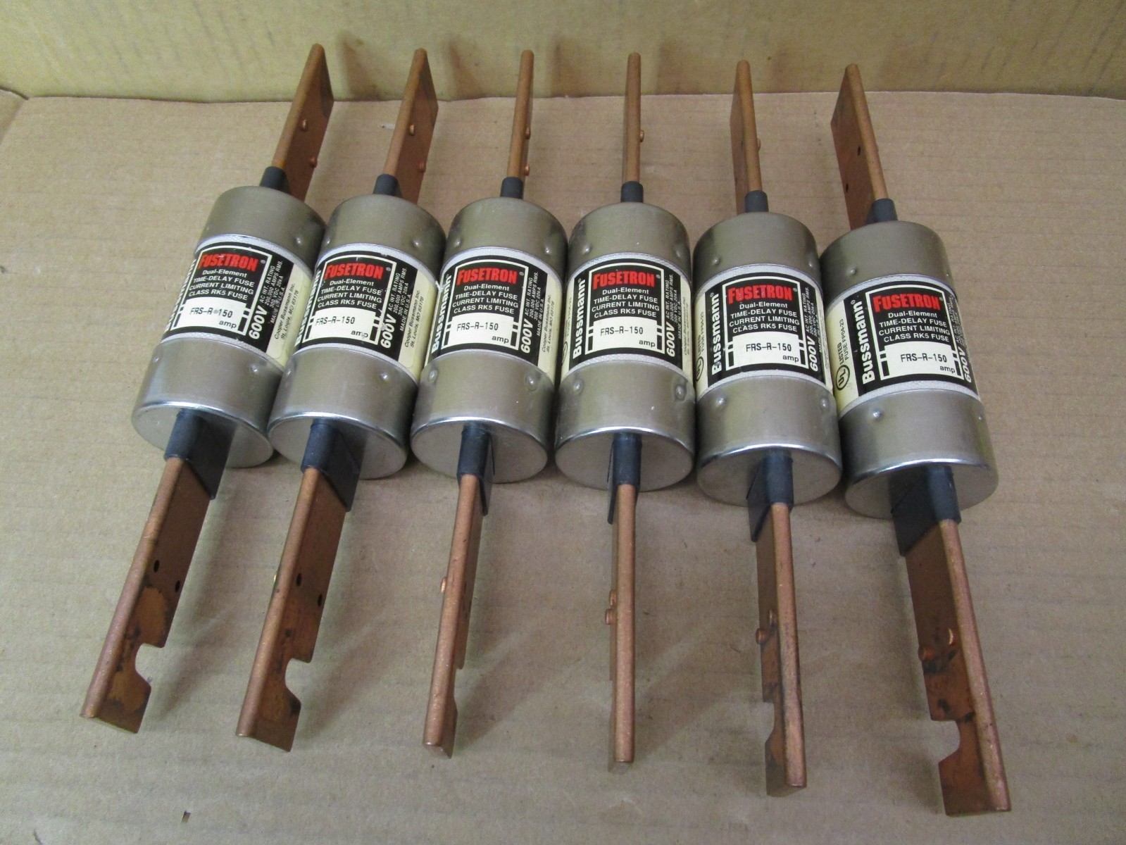 Lot of 6 Pieces Cooper Bussmann Fusetron FRS-R-150 Class RK5 Fuse 150A 52017HM