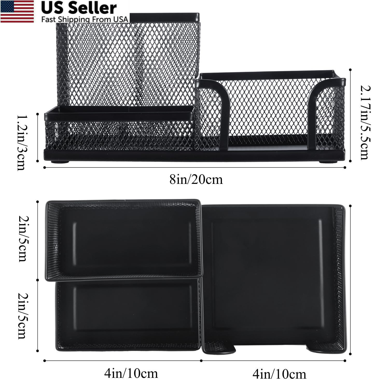 M&G Mesh Pen Holder Desk Organizers Pencil for Black, 3 Black