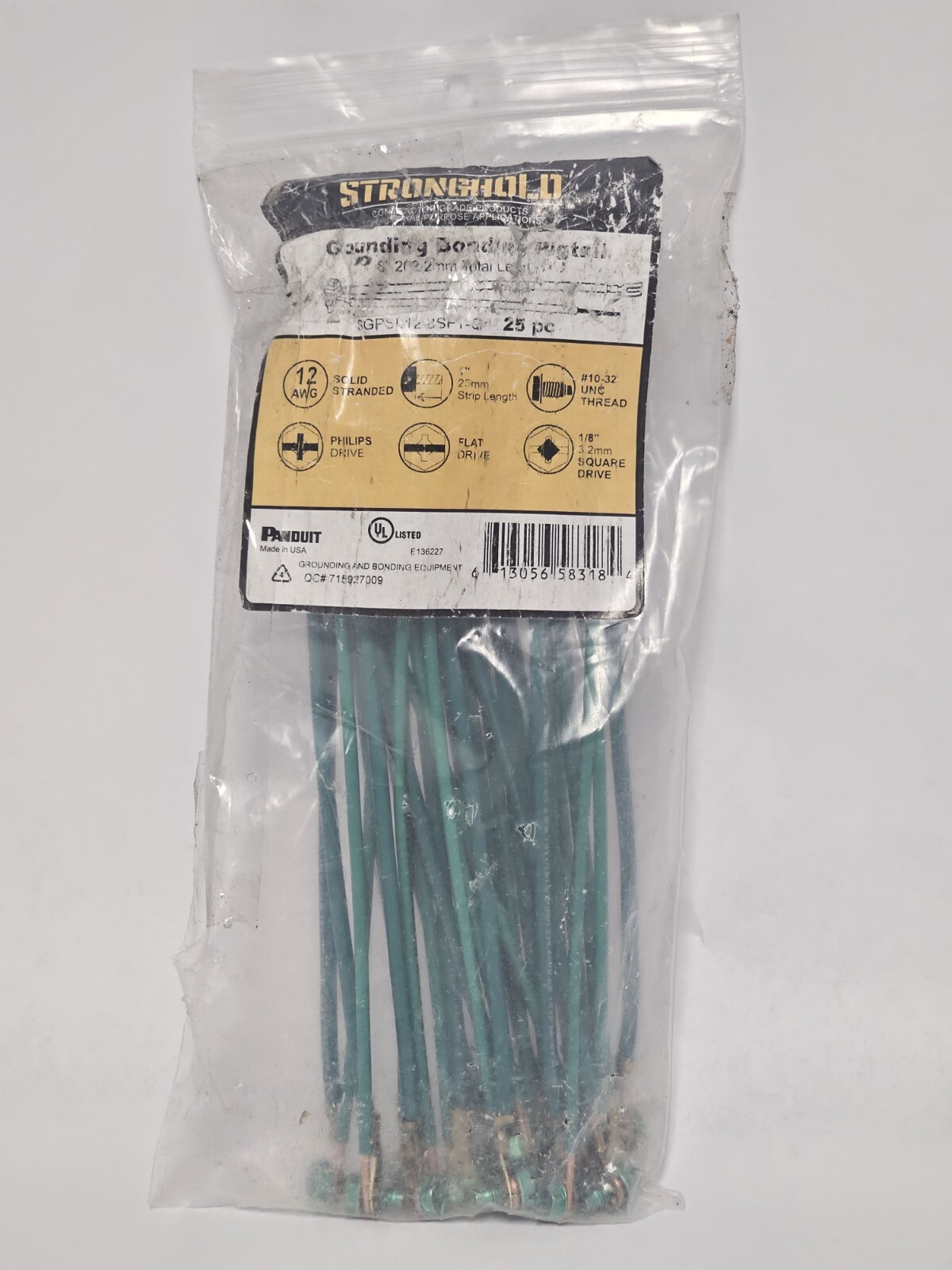 PANDUIT GROUND & BONDING PIGTAIL STRONGHOLD 12AWG 16PCS