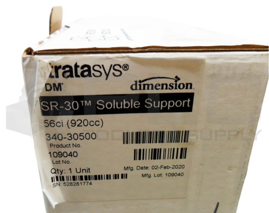 STRATASYS SR-30 SOLUBLE SUPPORT 7% 56CI 340-30500 108187 *READ*