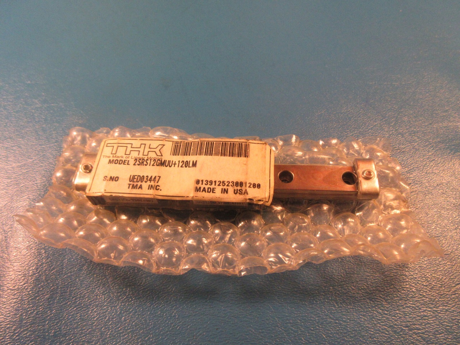 THK 2SRS12GMUU+120LM, TWO SRS12GM Linear Guide Blocks on a 120mm Rail