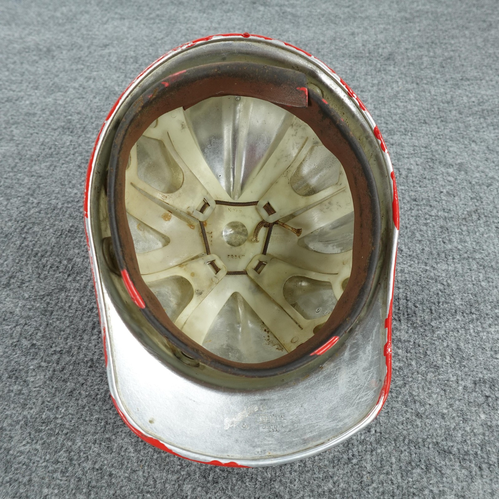 Aluminium Hard Hat Fibre-Metal SuperLite Helmet Red Government Embossed USA