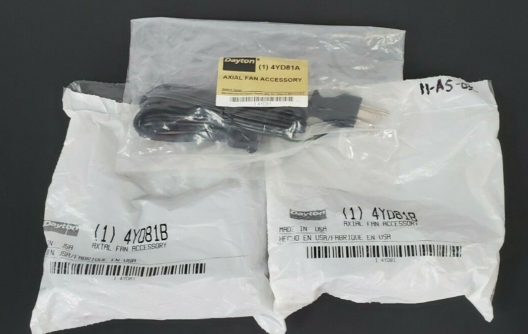 LOT OF 3 NEW DAYTON 4YD81B AXIAL FAN ACCESSORY CABLES 72” 115VAC