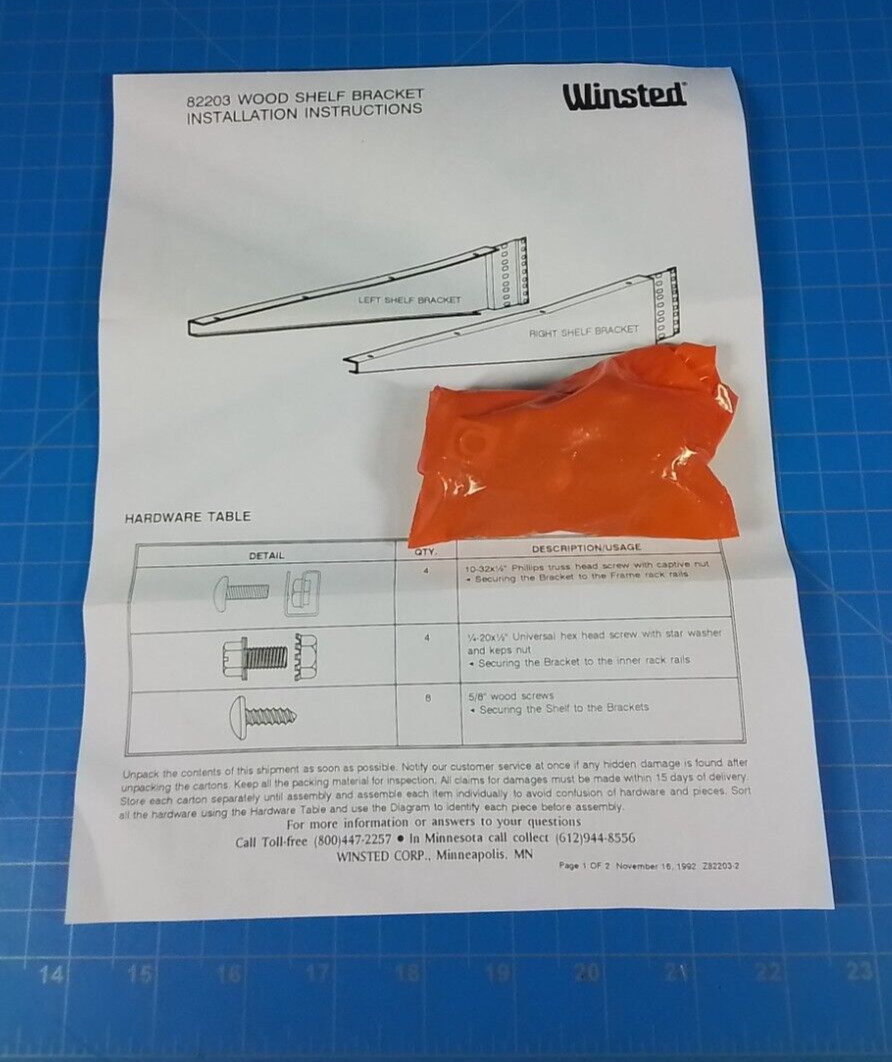 Winsted 82224 18″ Depth Shelf Bracket (Pair)