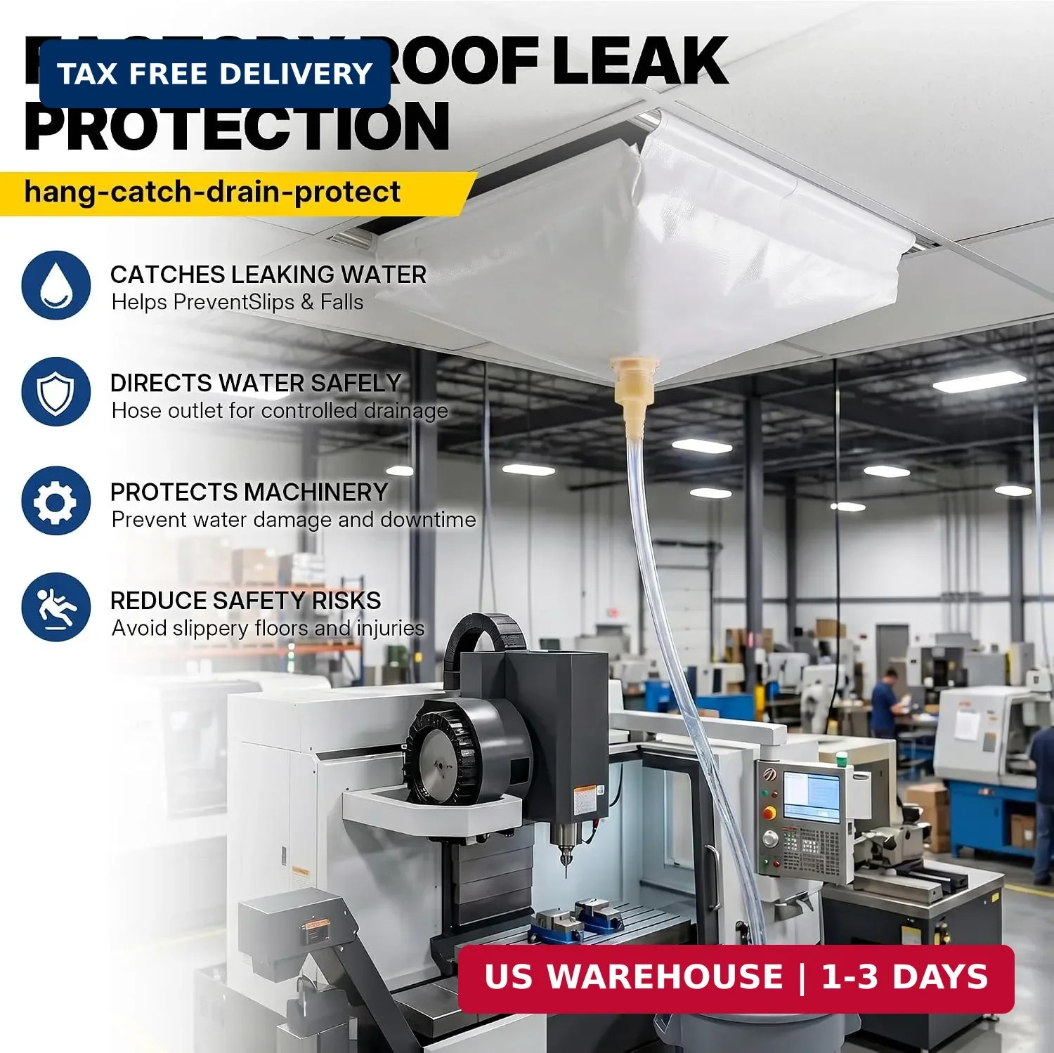 Ceiling Leak Diverter 11.8″ X 11.8″ Roof Leak Diverter Tarp Kit | Heavy Duty PE