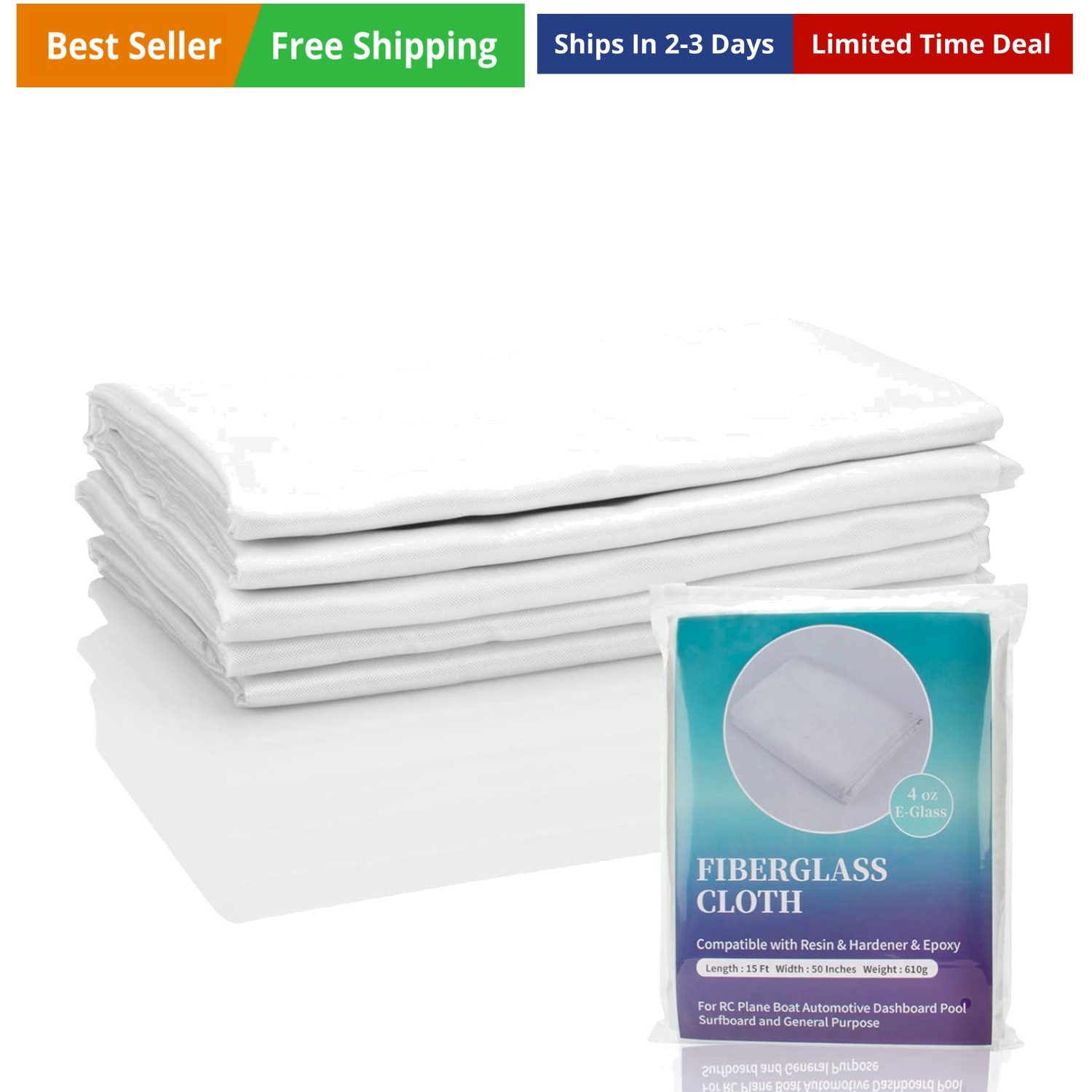 Fiberglass Cloth,4 Ounce E-Glass,50 inches 5 Yards,62 Sq Feet
