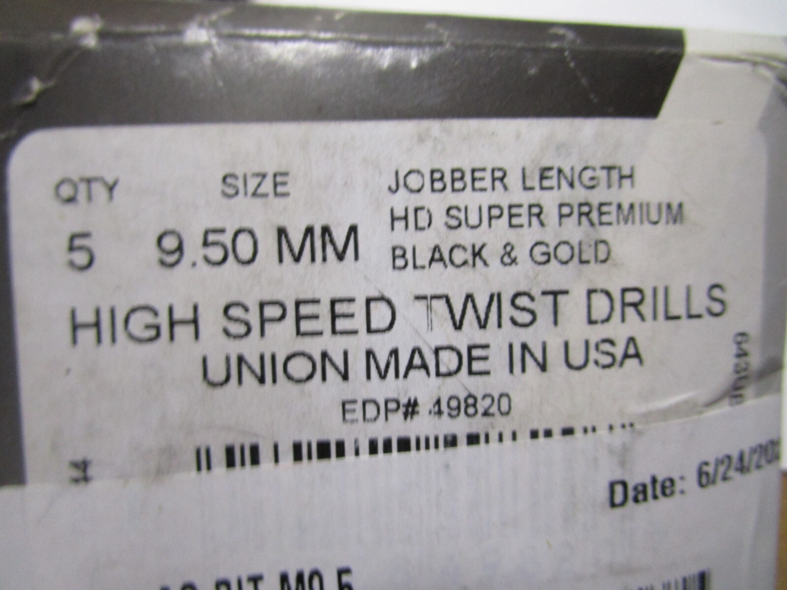 9.50mm x 127.0mm OAL 135° Split Black/Gold High Speed Steel Jobber Drill QTY 5