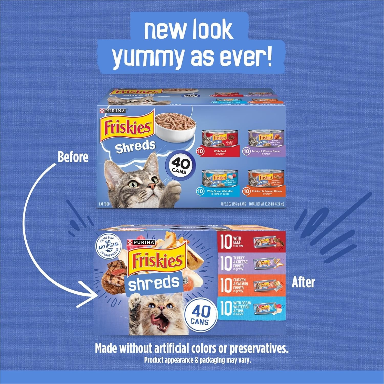 (2 pack) Purina Friskies Shreds Gravy Variety Pack, Wet Cat Food 5.5 oz 40 Pack