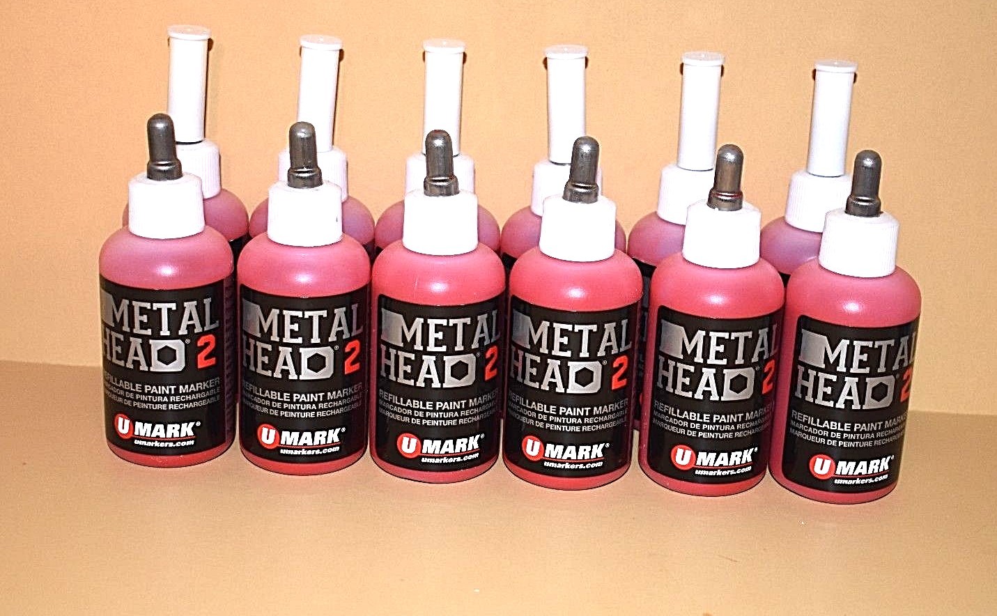 12 Metal Head2 Paint Markers 2 Oz Red Auto Salvage Industrial Junk Yard Crafts