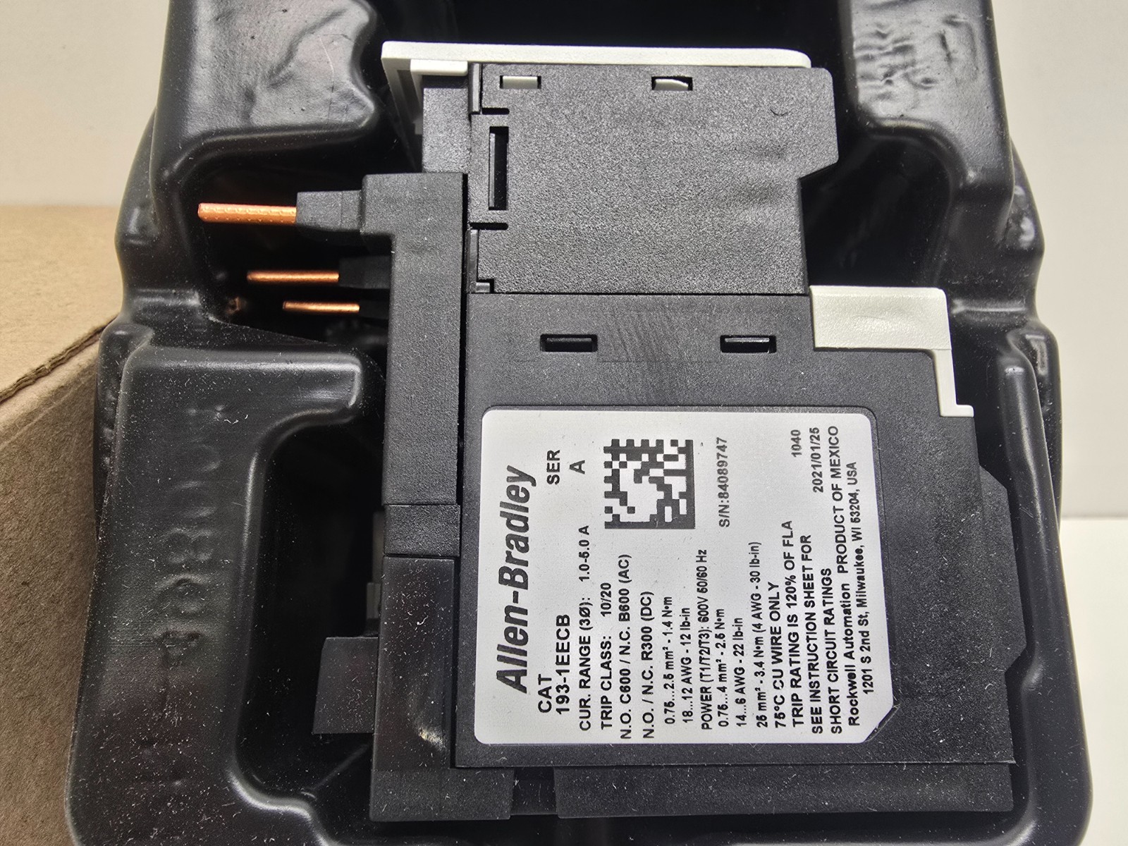NEW IN BOX! ALLEN-BRADLEY E100 1.0-5.0A OVERLOAD RELAY 193-1EECB