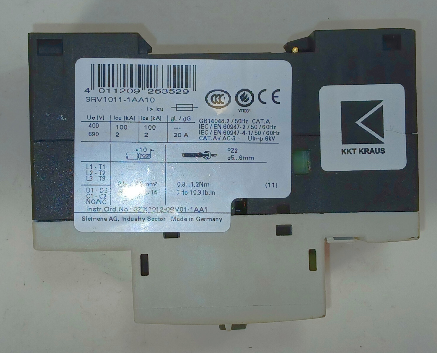 1 USED SIEMENS 3RV1011-1AA10 MANUAL MOTOR STARTER ***MAKE OFFER***