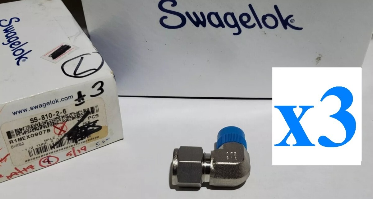 x3 NEW Swagelok SS-810-2-6 Male Elbow, 1/2 in. Tube OD x 3/8 in. Male NPT 3pcs 3