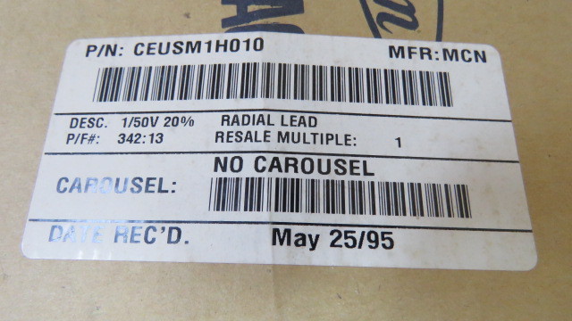 MARCON CEUSM1H010 Qty of 1000 per Lot 1UF 50V 5X11MM 105 DEG 200/BAG MARCON
