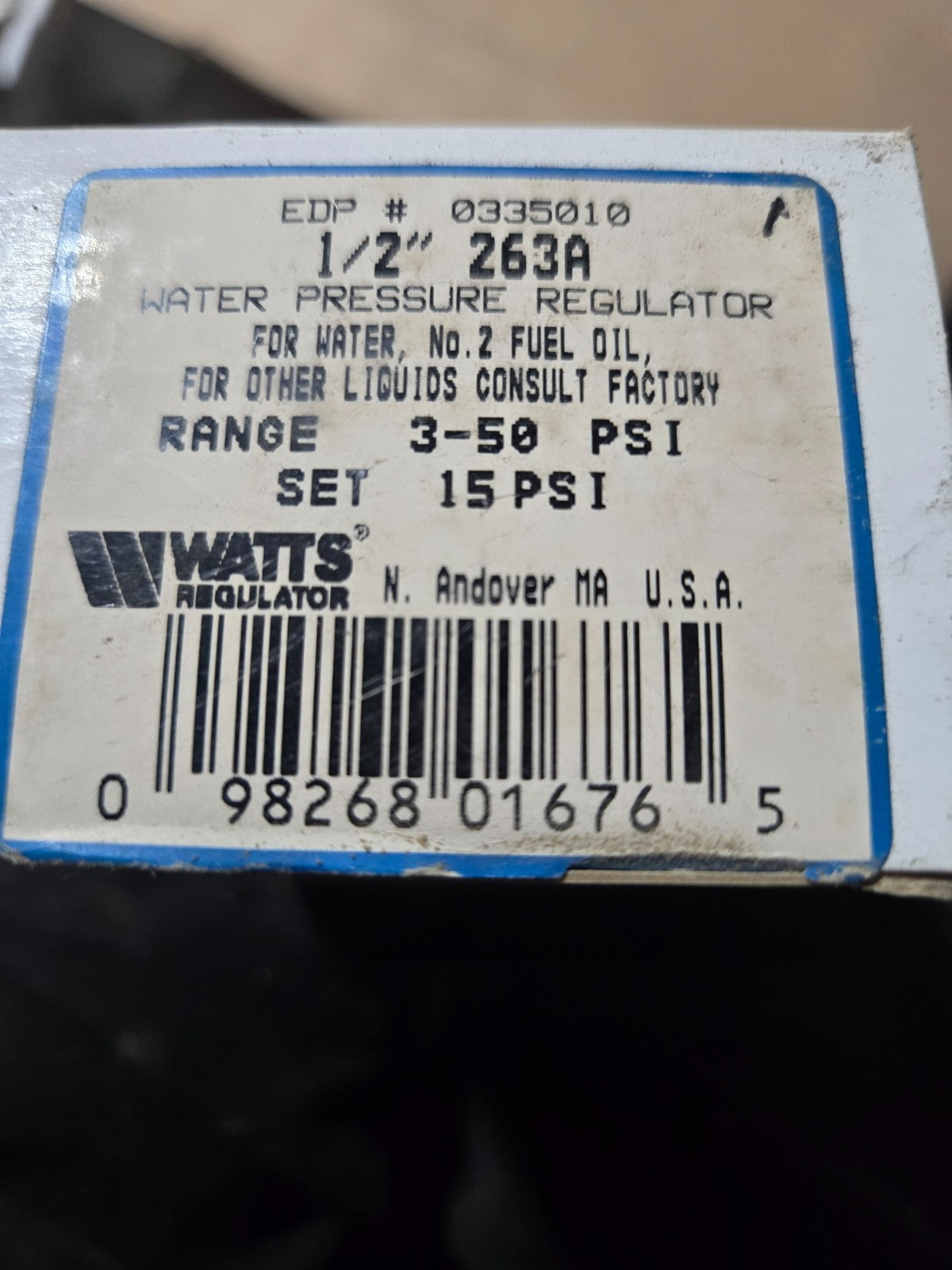 Watts 1/2″ LF263A 3-50 Compat Water Pressure Regulator NIB