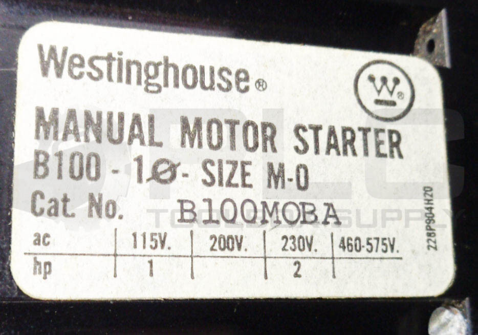 NEW WESTINGHOUSE B100S0BA MOTOR STARTER B100SOBA B100M0BA B100MOBA *READ*
