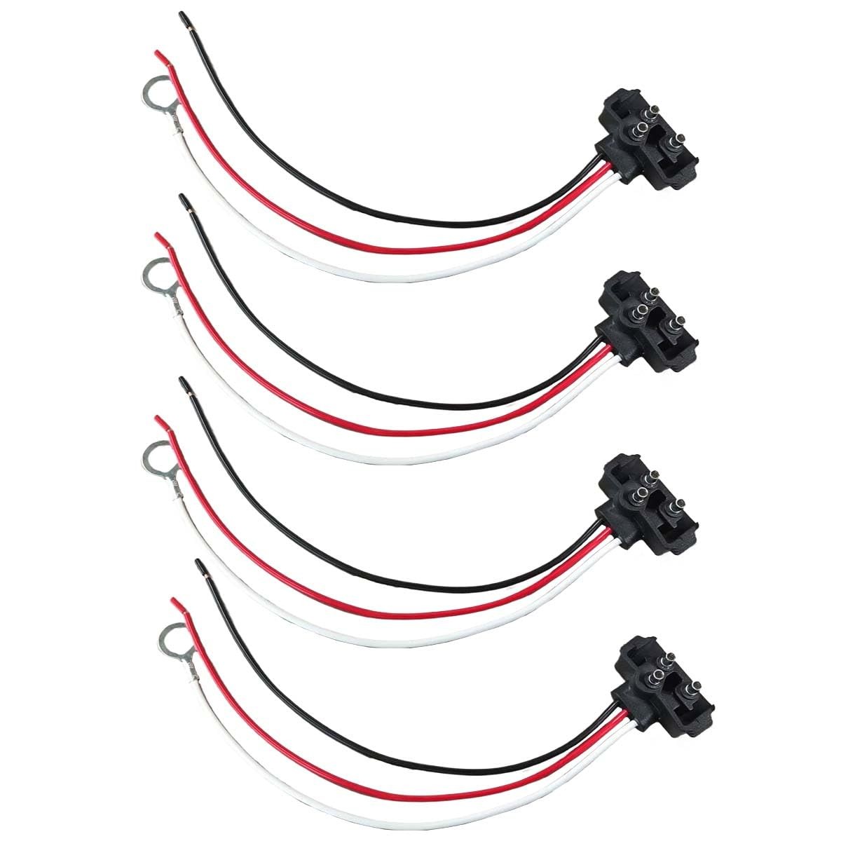 4PCS 3 Pin Truck Trailer Light Connector, 3 Prong 9.65 inch, Black+Red+White