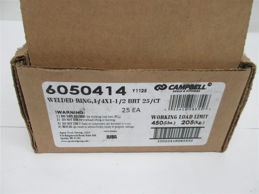 Campbell 6050414 , 1/4″ x 1-1/2″ Welded Ring , Bright (PK 25)