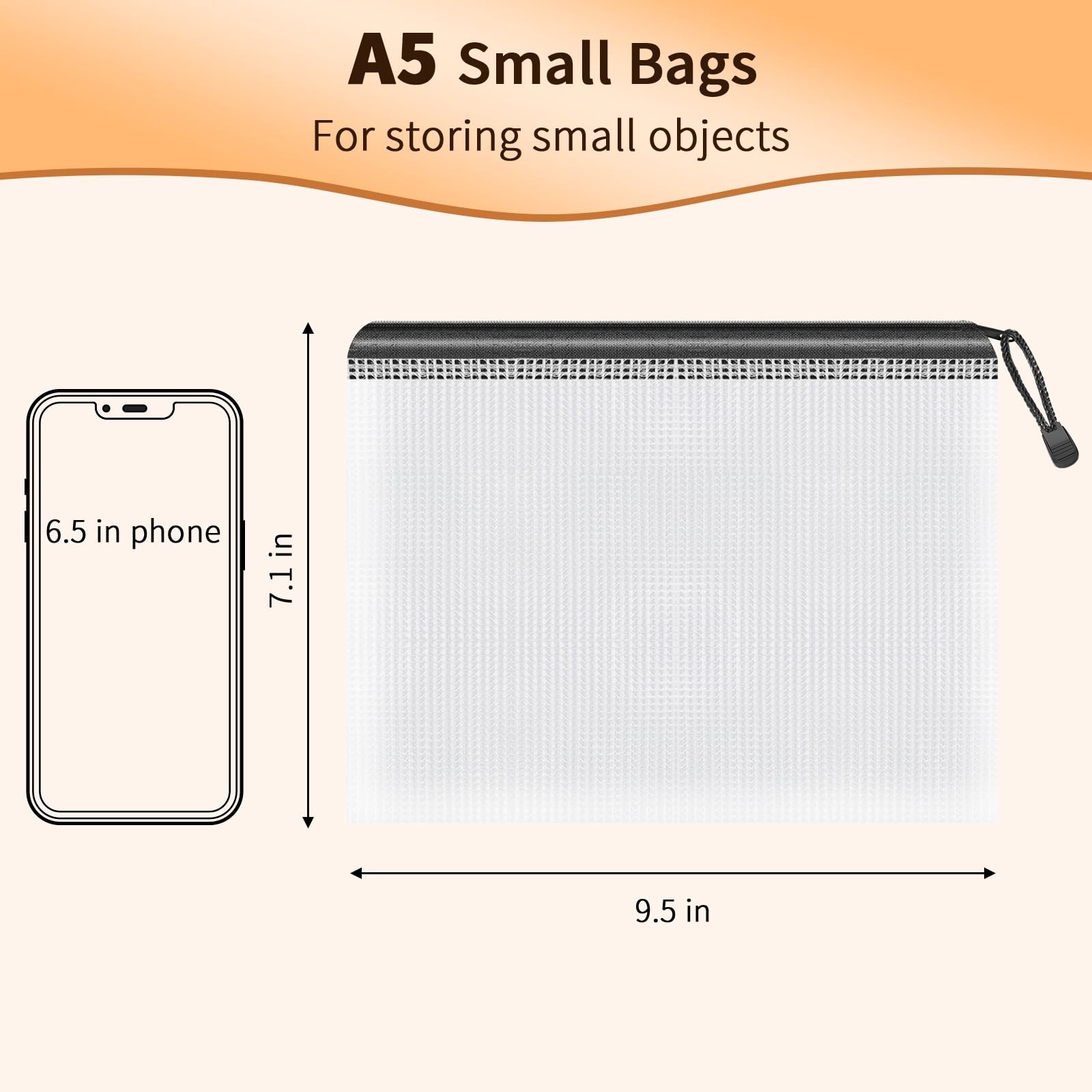 Umriox Zipper Mesh Document Pouch, 9.5×7.1 in 18pcs-A5 (9.5×7.1 in), Black