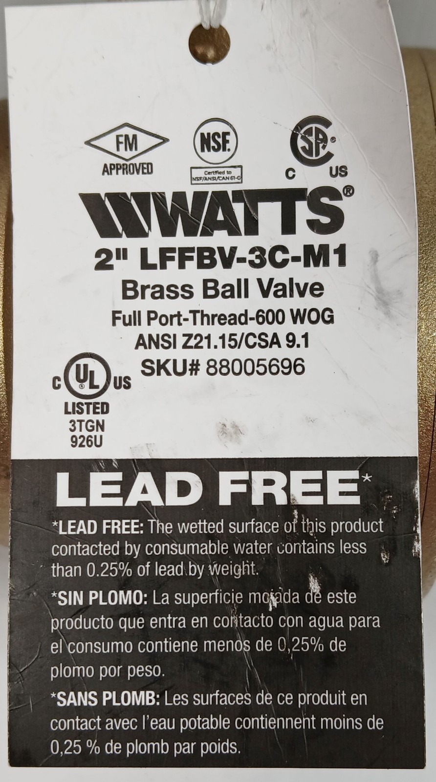 1 NEW WATTS LFFBV-3C-M1 600WOG 2” FULL PORT BRASS BALL VALVE NNB ***MAKE OFFER**