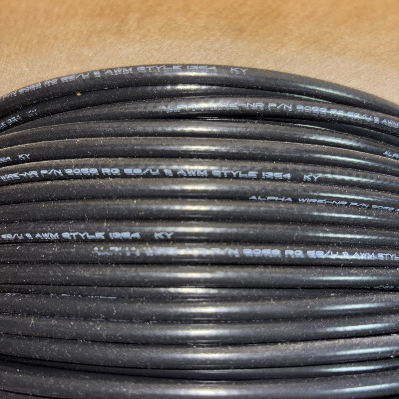 ALPHA WIRE Wiring Material Black 9058 Coax RG 58 Cable Partial Spool 20 AWG