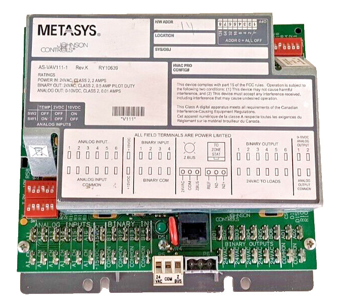 Metasys AS-VAV111-1 Variable Air Volume Digital Controller 24Vac