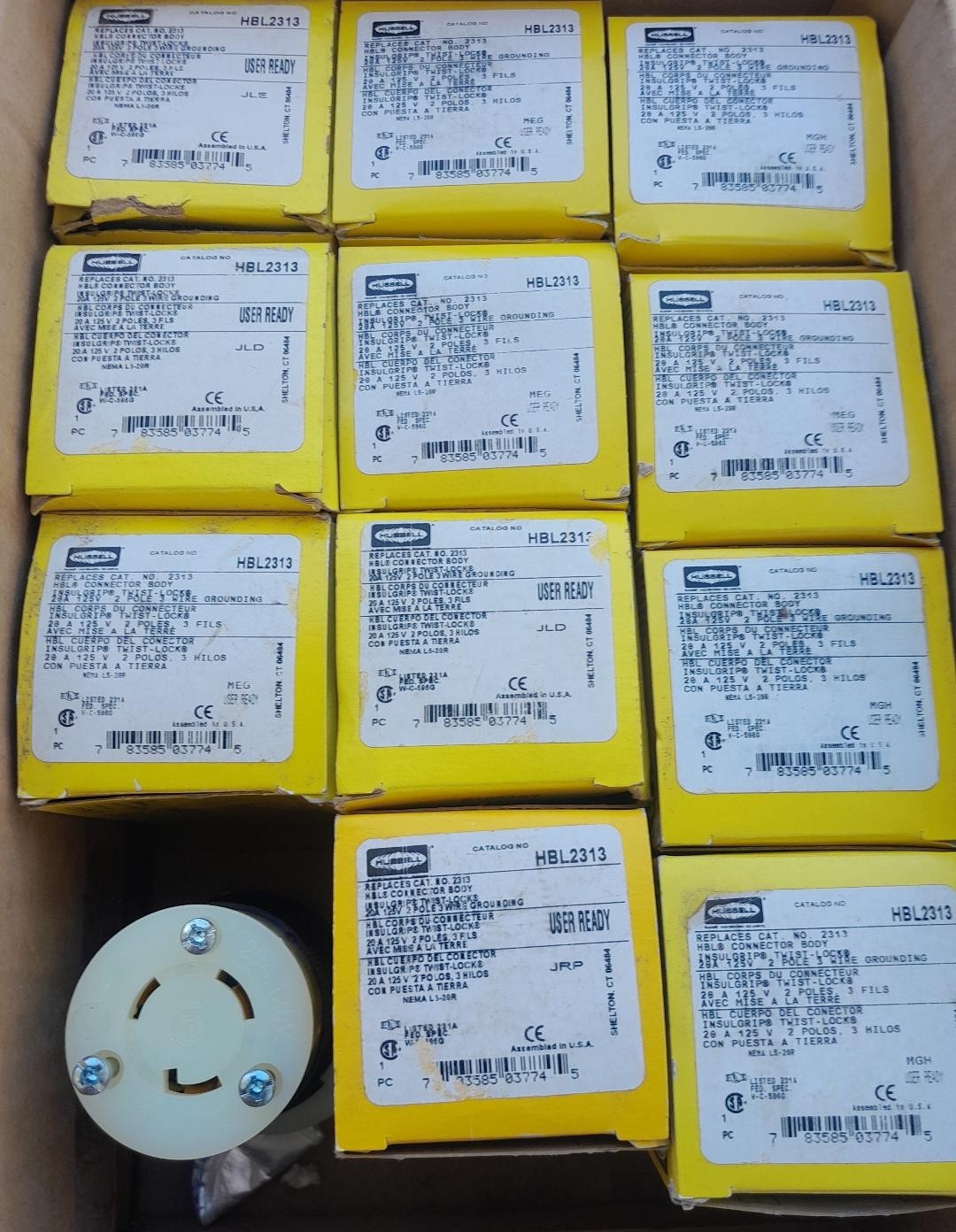 5# HUBBELL HBL2313 TWIST-LOCK CONNECTOR 20A 125V 2P 3W GRND NEMA L5-20R